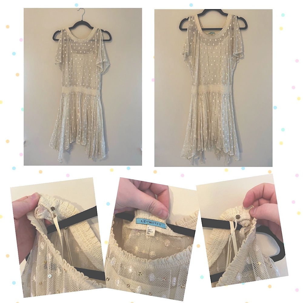 Gently Used - Size 2 - beautiful beige dress with embroidery and sequin detail.